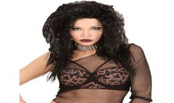 PERRUQUE MIXTE HARD ROCK CHEVEUX NOIRS LONGS ONDULES