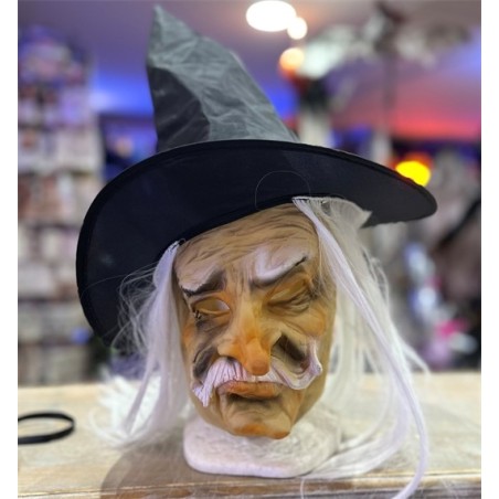 MASQUE VIEUX SORCIER ADULTE CHAPEAU NOIR