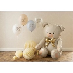 6 BALLONS LATEX WELCOME BABY MIX PASTEL BLEU 30 CM