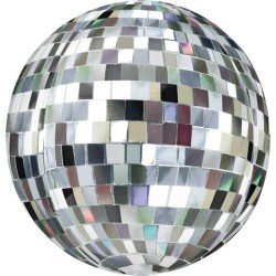 BALLON ORBZ BOULE A FACETTE DISCO ARGENT 38 X 40 CM 