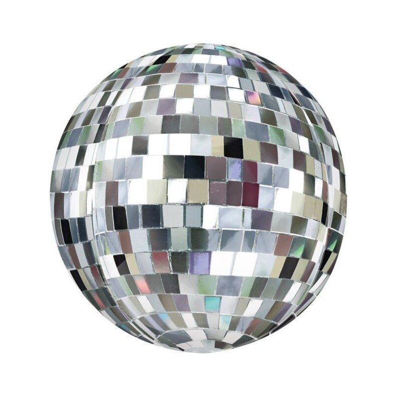 BALLON ORBZ BOULE A FACETTE DISCO ARGENT 38 X 40 CM  BALLON ORBZ BOULE A FACETTE DISCO ARGENT 38 X 40 CM