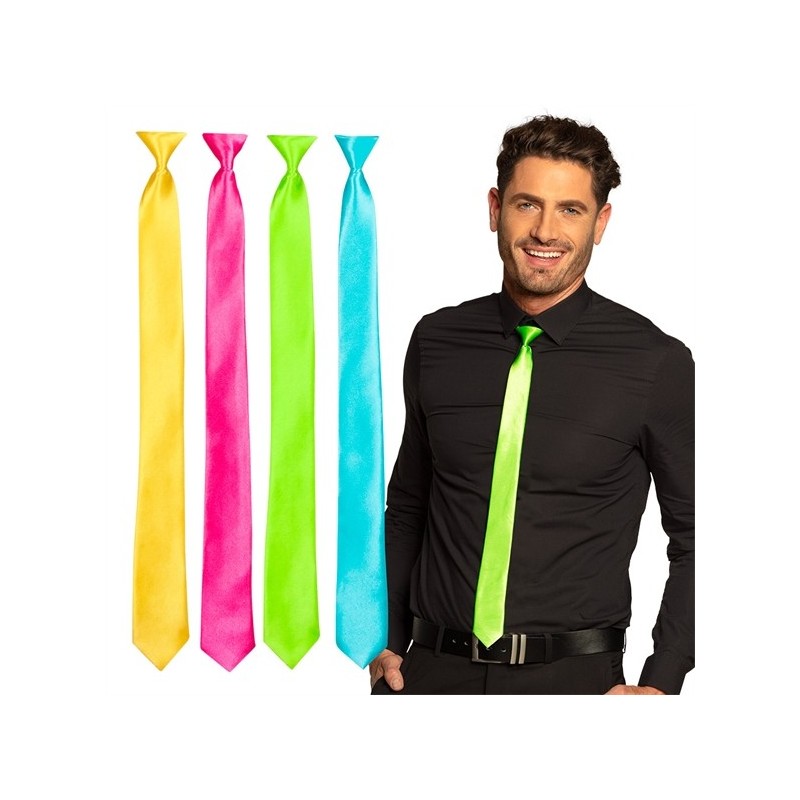 CRAVATE FLUO SHINY JAUNE ROSE VERTE OU BLEU CRAVATE FLUO SHINY JAUNE ROSE VERTE OU BLEU