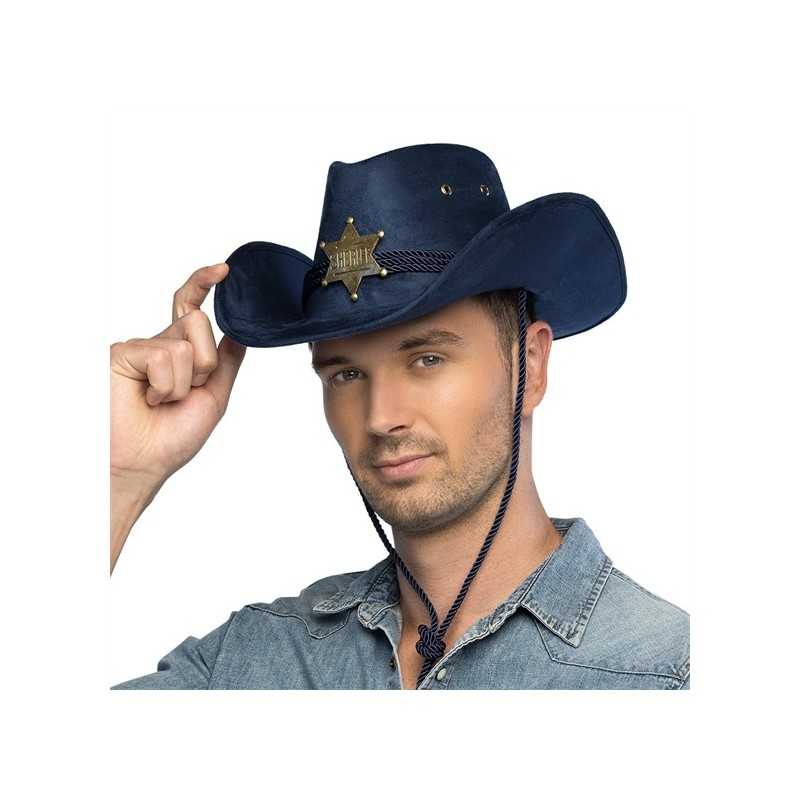 CHAPEAU WESTERNE COW BOY TENNESSE SUEDINE BLEUE ETOILE DE SHERIFF
