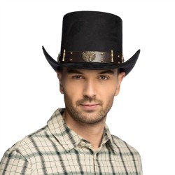CHAPEAU HAUT DE FORME STEAMPUNK BULLETPUNK NOIR