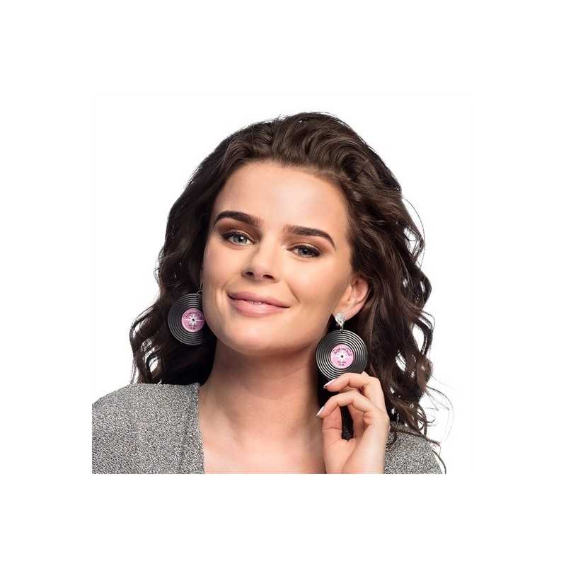BOUCLE D'OREILLES DISQUE VINYL ANNEES 50 A 80 DISCO