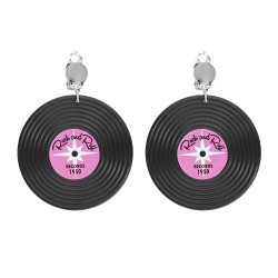 BOUCLE D'OREILLES DISQUE VINYL ANNEES 50 A 80 DISCO
