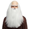 PERRUQUE DESGARNIE CHEVEUX LONGS BLANCS+ BARBE BLANCHE DE MERLIN DRUIDE 