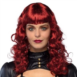 PERRUQUE CHEVEUX LONGS ONDULES ROUX AVEC FRANGE LADY STEAMPUNK