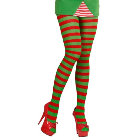 COLLANT LUTIN RAYES VERT ET ROUGE TAILLE XL 