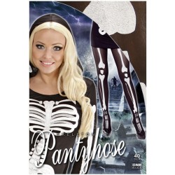 COLLANT NOIR IMPRESSION SQUELETTE BLANC ADULTE TAILLE XL 40 DEN