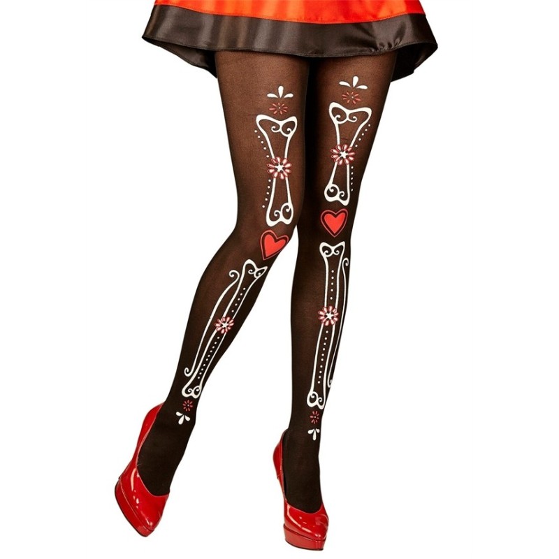 COLLANT OS DIA DE LOS MUERTOS JOUR DES MORTS NOIRS IMPRESSION COULEURS 50 DEN COLLANT OS DIA DE LOS MUERTOS JOUR DES MORTS NOIRS IMPRESSION COULEURS 50 DEN