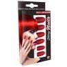 SET 12 ONGLES ADHESIFS ROUGE PAILLLETTES