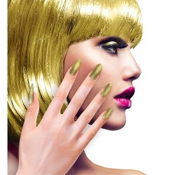 SET 12 ONGLES ADHESIFS OR PAILLLETTES