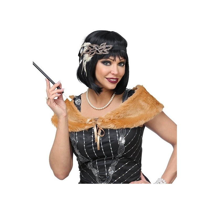 ECHARPE ET BANDEAU CHARLESTONE MARRON CLAIRE  ECHARPE ET BANDEAU CHARLESTONE MARRON CLAIRE