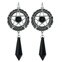 PAIRE DE BOUCLES D'OREILLES GOTHIQUES SATANIQUES NOIRES