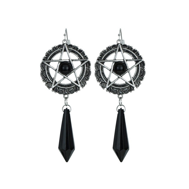 PAIRE DE BOUCLES D'OREILLES GOTHIQUES SATANIQUES NOIRES PAIRE DE BOUCLES D'OREILLES GOTHIQUES SATANIQUES NOIRES