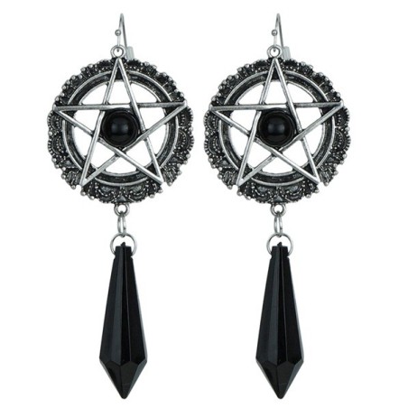 PAIRE DE BOUCLES D'OREILLES GOTHIQUES SATANIQUES NOIRES