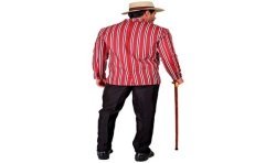 DEGUISEMENT HOMME ANNEES 20 FOLLES VESTE RAYEE+CHAPEAU+NOEUD PAPILLON TAILLE XL