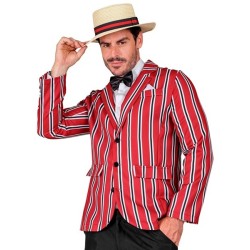 DEGUISEMENT HOMME ANNEES 20 FOLLES VESTE RAYEE+CHAPEAU+NOEUD PAPILLON TAILLE L