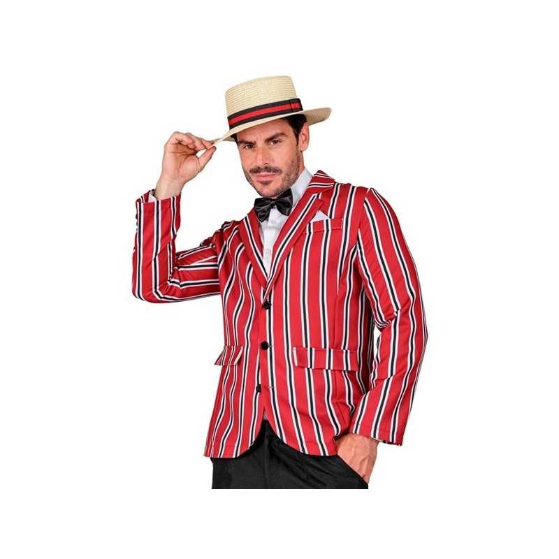 DEGUISEMENT HOMME ANNEES 20 FOLLES VESTE RAYEE+CHAPEAU+NOEUD PAPILLON TAILLE M