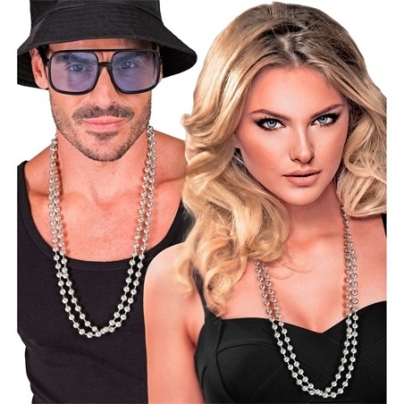 2 COLLIERS DE PERLE ARGENT 40 CM