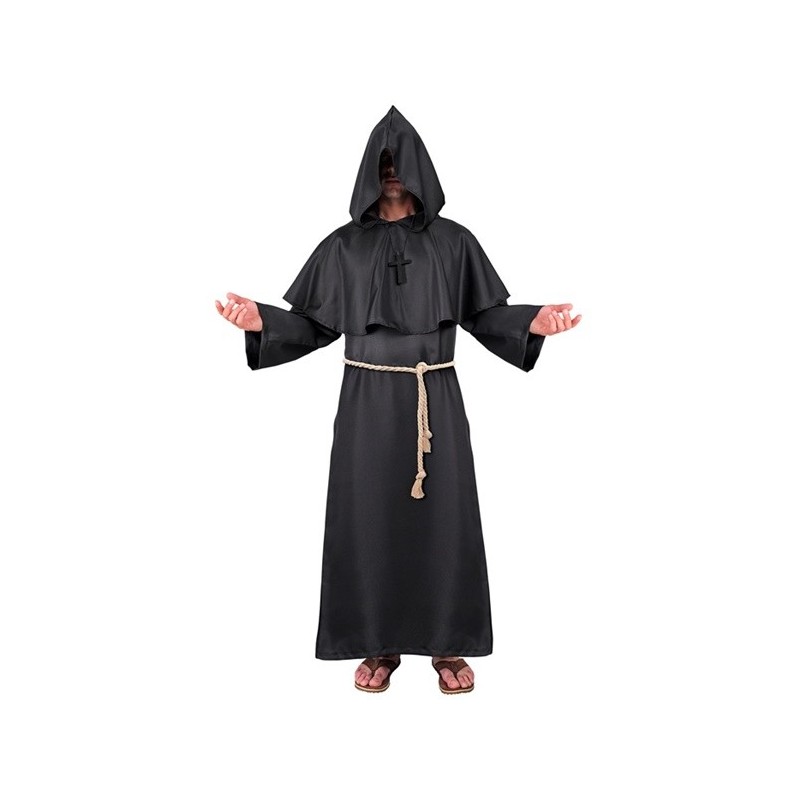 DEGUISEMENT MOINE NOIR TAILLE S-M ROBE A CAPUCHE CEINTURE  DEGUISEMENT MOINE NOIR TAILLE S-M ROBE A CAPUCHE CEINTURE