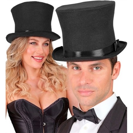 CHAPEAU HAUT DE FORME NOIR QUALITE SUPERIEURE