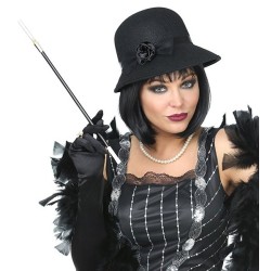 CHAPEAU CHARLESTON NOIR ANNEES 20 FEMME