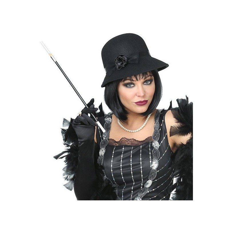 CHAPEAU CHARLESTON NOIR ANNEES 20 FEMME CHAPEAU CHARLESTON NOIR ANNEES 20 FEMME