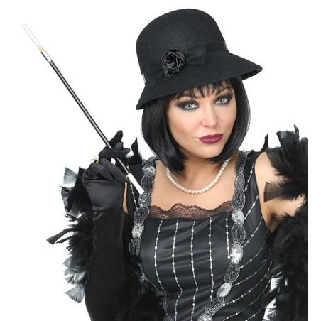 CHAPEAU CHARLESTON NOIR ANNEES 20 FEMME