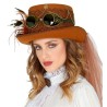 CHAPEAU HAUT DE FORME MARRON STEAMPUNK ( AVEC LUNETTES ET VOILE) CHAPEAU HAUT DE FORME MARRON STEAMPUNK ( AVEC LUNETTES ET VOILE)