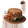 CHAPEAU HAUT DE FORME MARRON STEAMPUNK ( AVEC LUNETTES ET VOILE) CHAPEAU HAUT DE FORME MARRON STEAMPUNK ( AVEC LUNETTES ET VOILE)