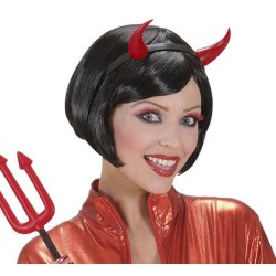 SERRE TETE CORNES DE DIABLE PLASTIQUE ROUGE