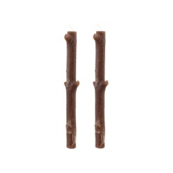 SET DE 2 BOUGIES BRANCHE D'ARBRE BRUN DIA 2.2CM X 25CM - +/- 8H