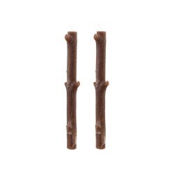 SET DE 2 BOUGIES BRANCHE D'ARBRE BRUN DIA 2.2CM X 25CM - +/- 8H