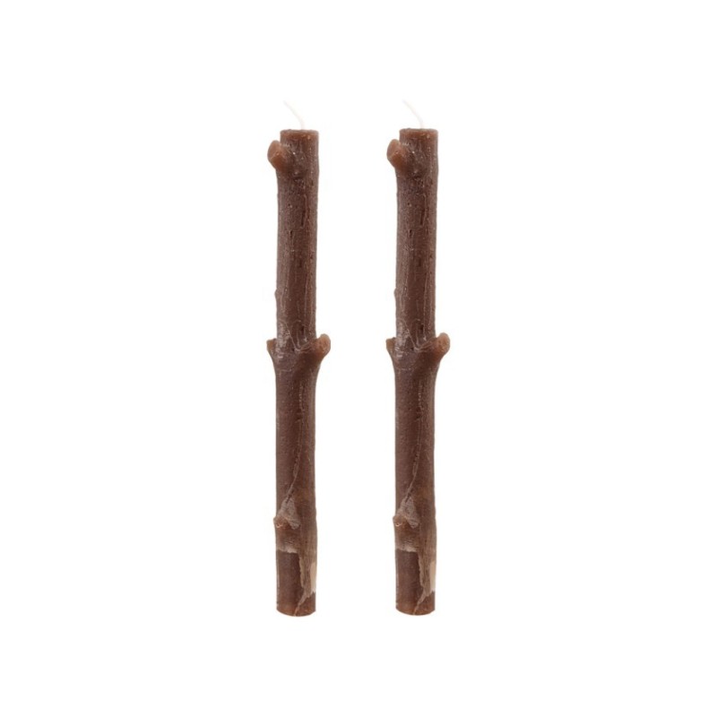 SET DE 2 BOUGIES BRANCHE D'ARBRE BRUN DIA 2.2CM X 25CM - +/- 8H SET DE 2 BOUGIES BRANCHE D'ARBRE BRUN DIA 2.2CM X 25CM - +/- 8H