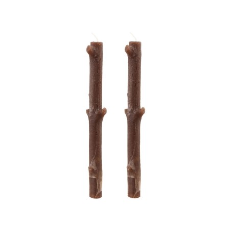 SET DE 2 BOUGIES BRANCHE D'ARBRE BRUN DIA 2.2CM X 25CM - +/- 8H