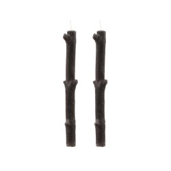 SET DE 2 BOUGIES BRANCHE D'ARBRE NOIR DIA 2.2CM X 25CM - +/- 8H