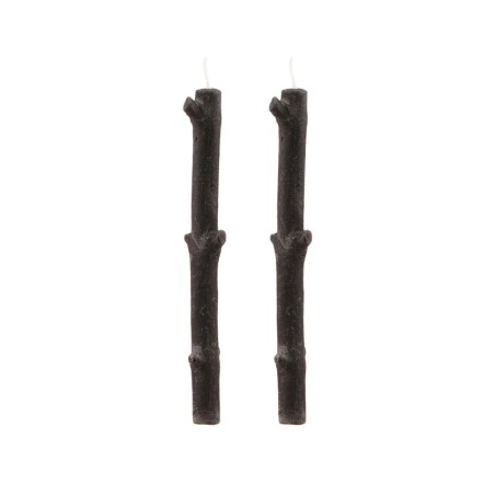 SET DE 2 BOUGIES BRANCHE D'ARBRE NOIR DIA 2.2CM X 25CM - +/- 8H