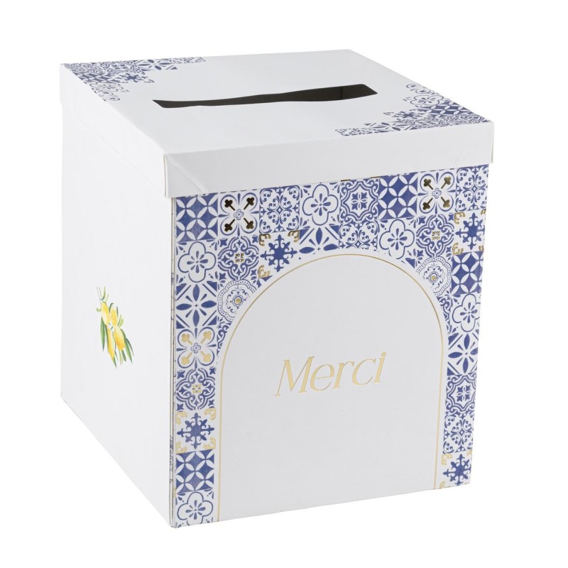 URNE DOLCE  VITA BLEU ROI, BLANC ET OR  21 X 25 X 21 CM URNE DOLCE  VITA BLEU ROI, BLANC ET OR  21 X 25 X 21 CM