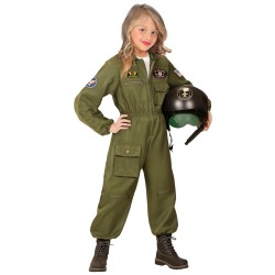 DEGUISEMENT PILOTE DE CHASSE COMBINAISON VERTE TAILLE 14-16 ANS 