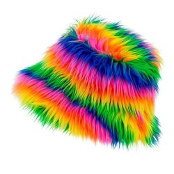CHAPEAU DE PECHEUR TYPE BOB PELUCHE ARC EN CIEL