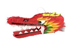PINATA TETE DE DRAGON CHINOIS ROUGE A TAPER