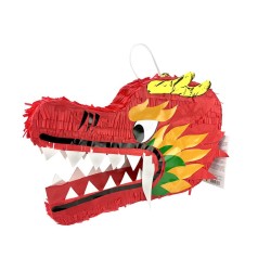 PINATA TETE DE DRAGON CHINOIS ROUGE A TAPER