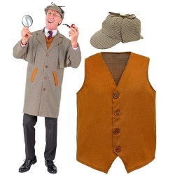 DEGUISEMENT DETECTIVE SHERLOCK HOLMES MANTEAU GILET ET CHAPEAU  TAILLE XXL