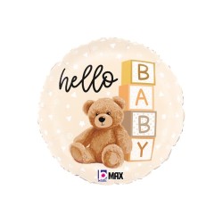 BALLON METALLIQUE ROND NOUNOURSE HELLO BABY 45 CM