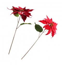 TIGE POINSETTIA VELOURS ROUGE/BORDEAU 2 ASSORTIMENT