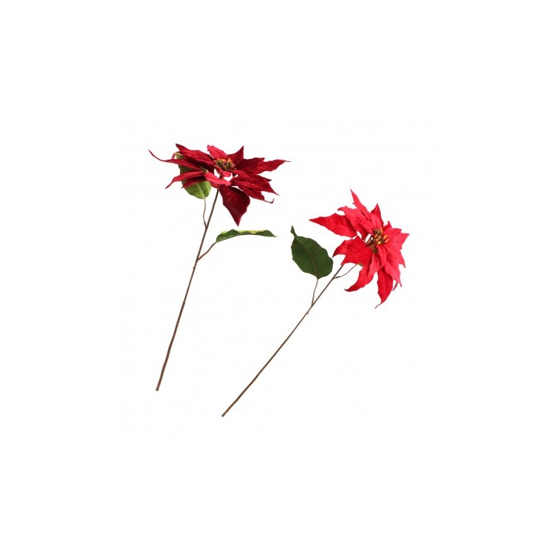 TIGE POINSETTIA VELOURS ROUGE/BORDEAU 2 ASSORTIMENT