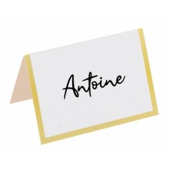 10 MARQUES PLACE PAPIER BLANC LISERE OR 7 X 5 CM HT
