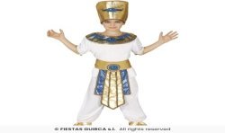 DEGUISEMENT PHARAON EGYPTIEN TOUTANKAMON BLANC ET OR TAILLE 7-9 ANS